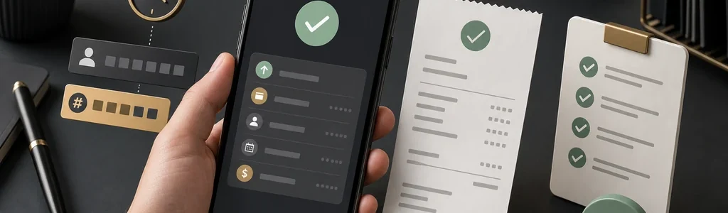 Payment receipt and transaction record checklist